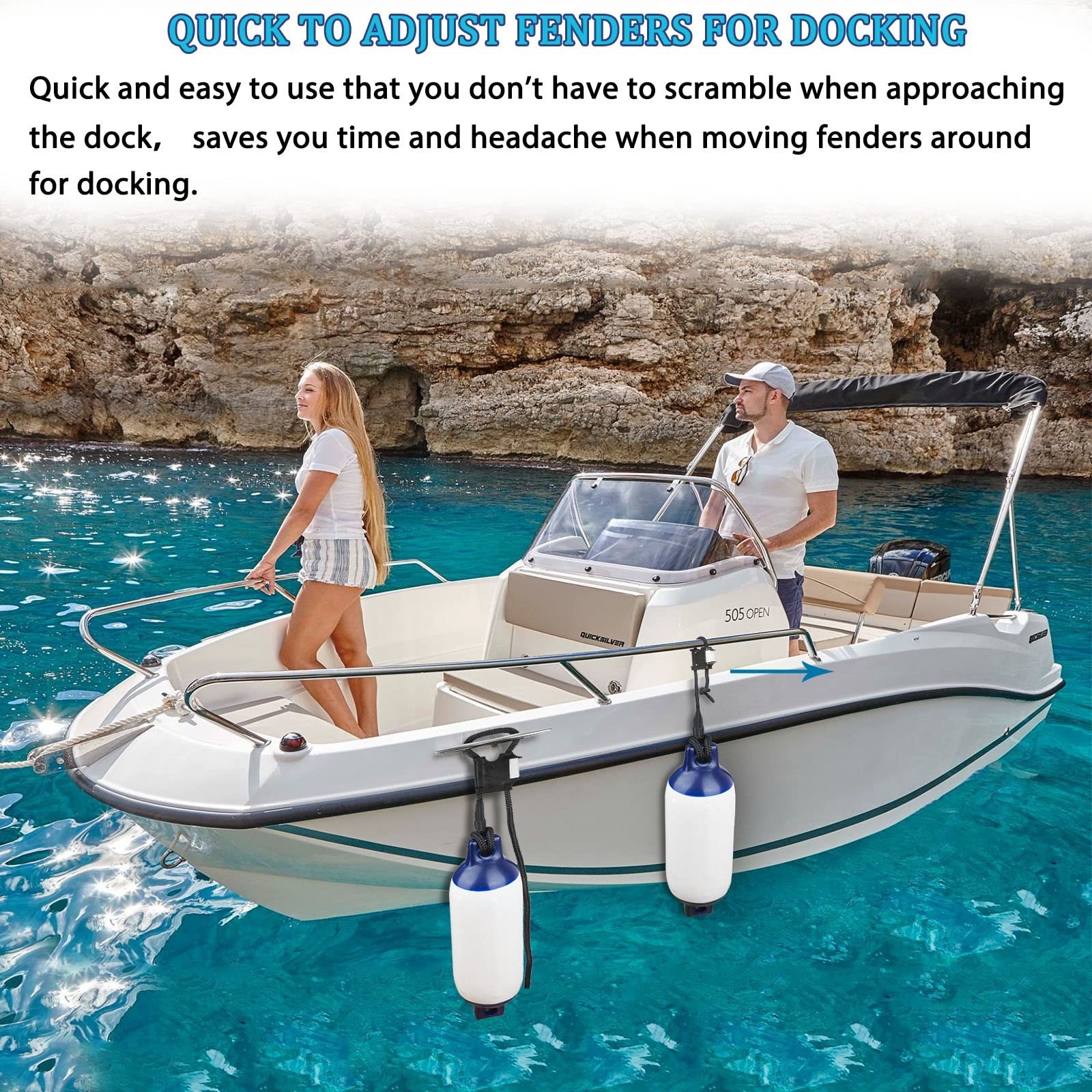 Boat Fender Hanger Clips – Quick Connect & Release, Adjustable Bumper Lines