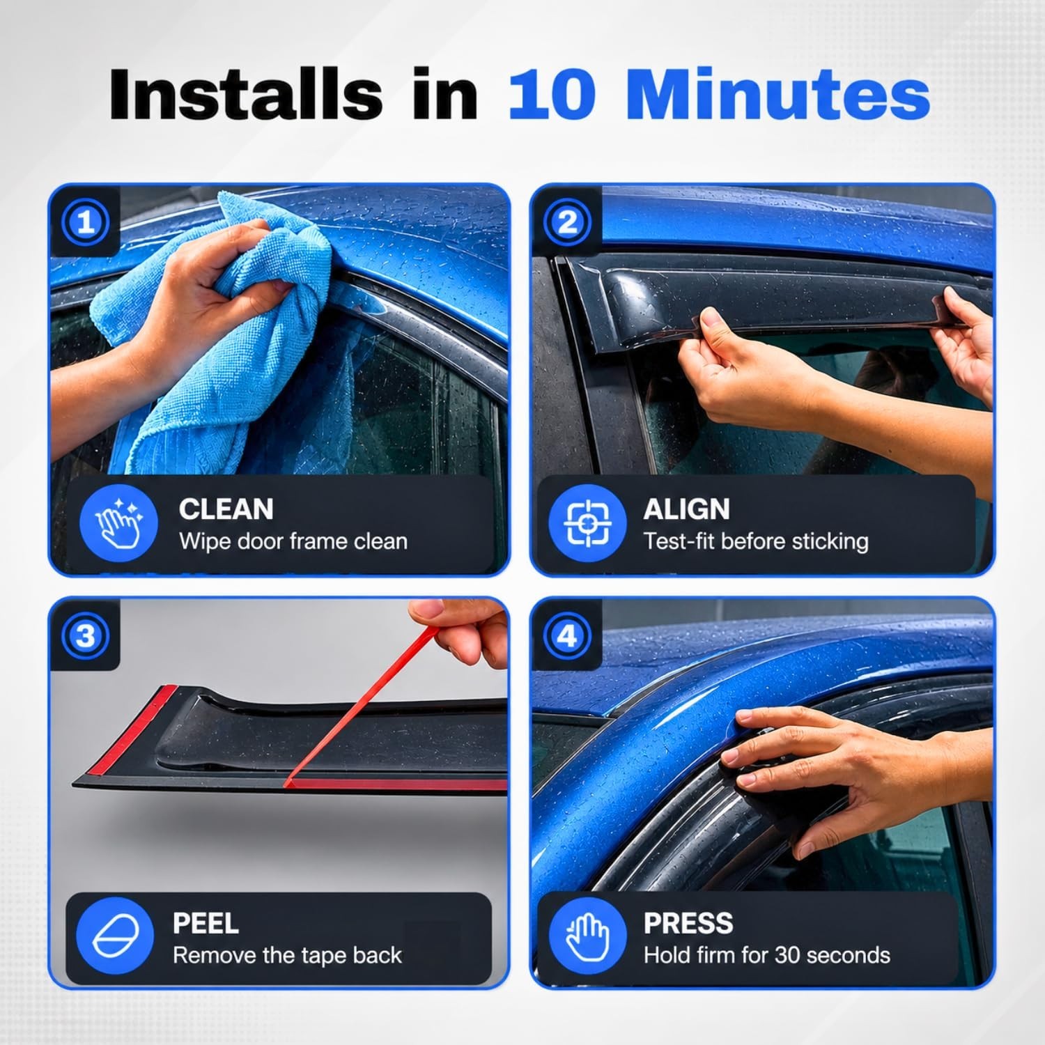 IG Window Visors Fit for 2015-2026 Ford F150 Regular Cab, Out-Channel Rain Gu…
