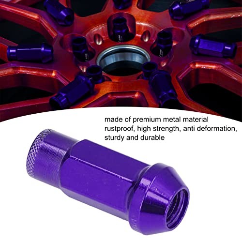 20PCS M12x1.25 Wheel Lug Nuts, for, Chrome Plated Steel, Hex Design, Purple