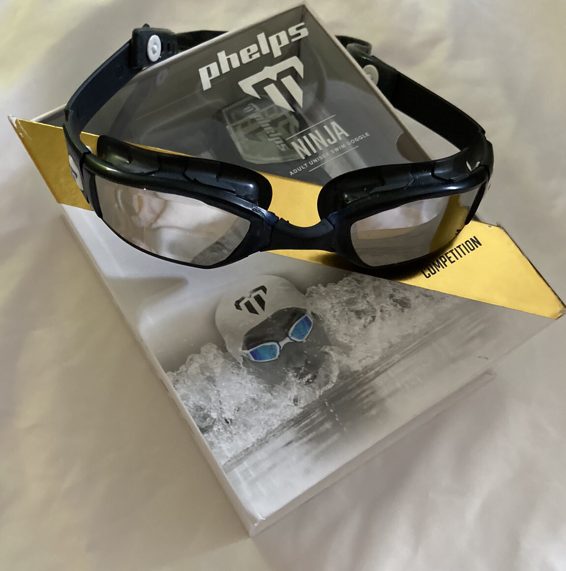 Phelps Ninja Swim Googles with Mirrored Lenses Adult Unisex NEW IN BOX Black