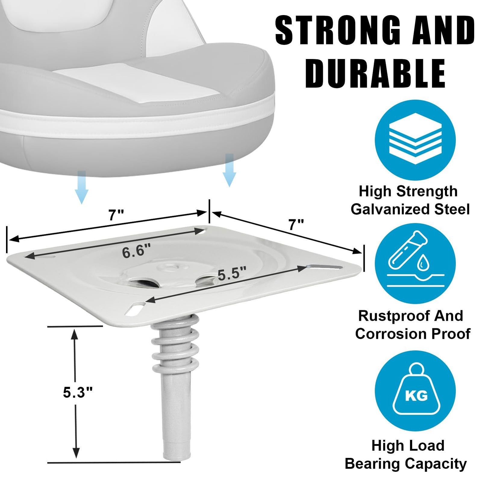 Boat Seat Base Pedestal Boat Seat Pin Mount Plated for 3/4″ Marine Pedesta