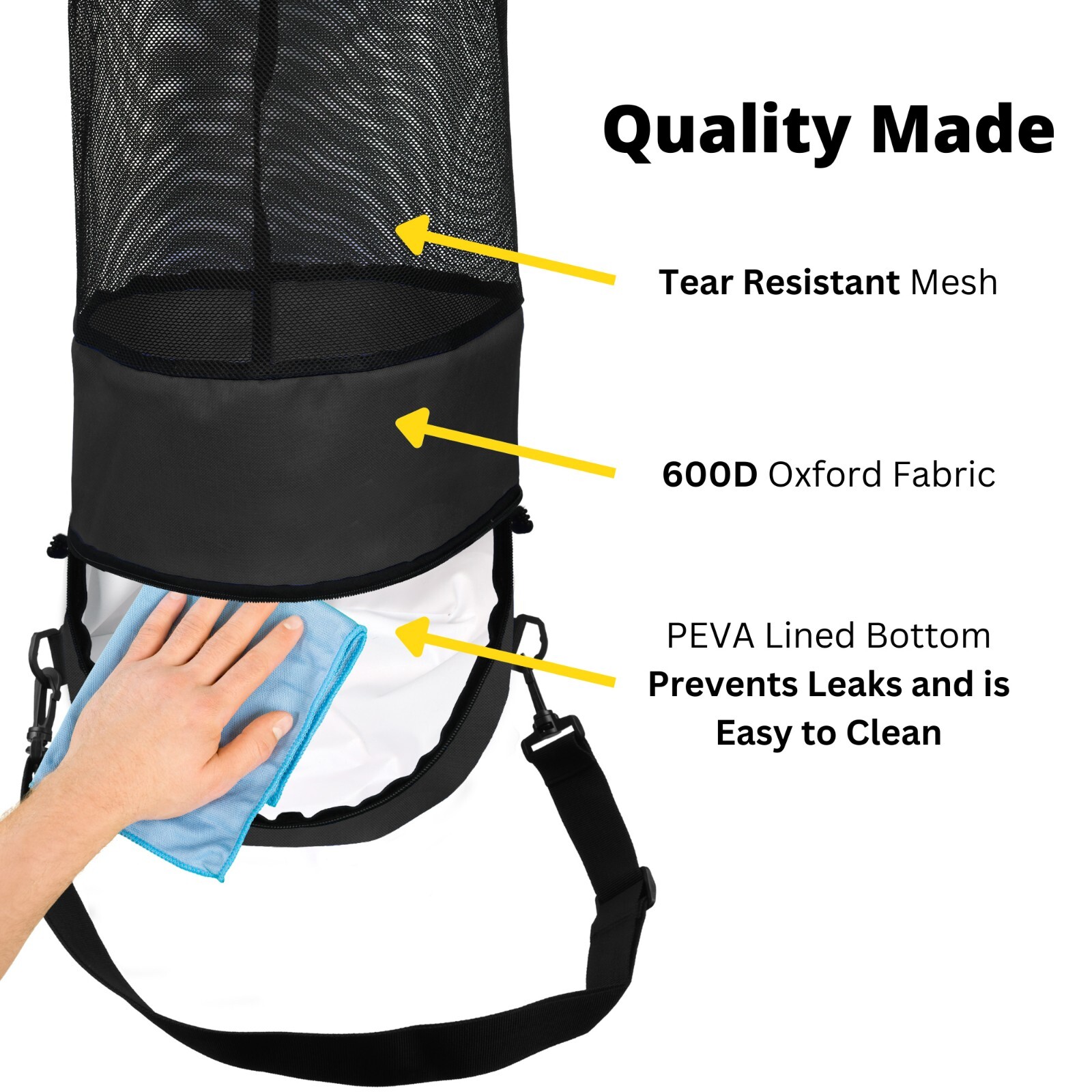 Deluxe Recycles Boat Trash Can Portable & Collapsible Bag W/ Easy Bottom Zipper