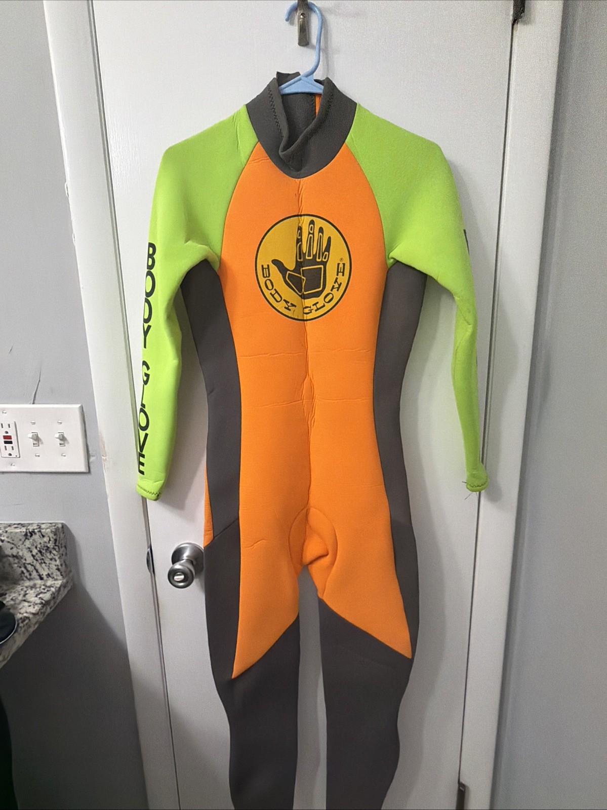 Body Glove Gray Neoprene Orange/Neon Green Zip-Up Full Women Wetsuit