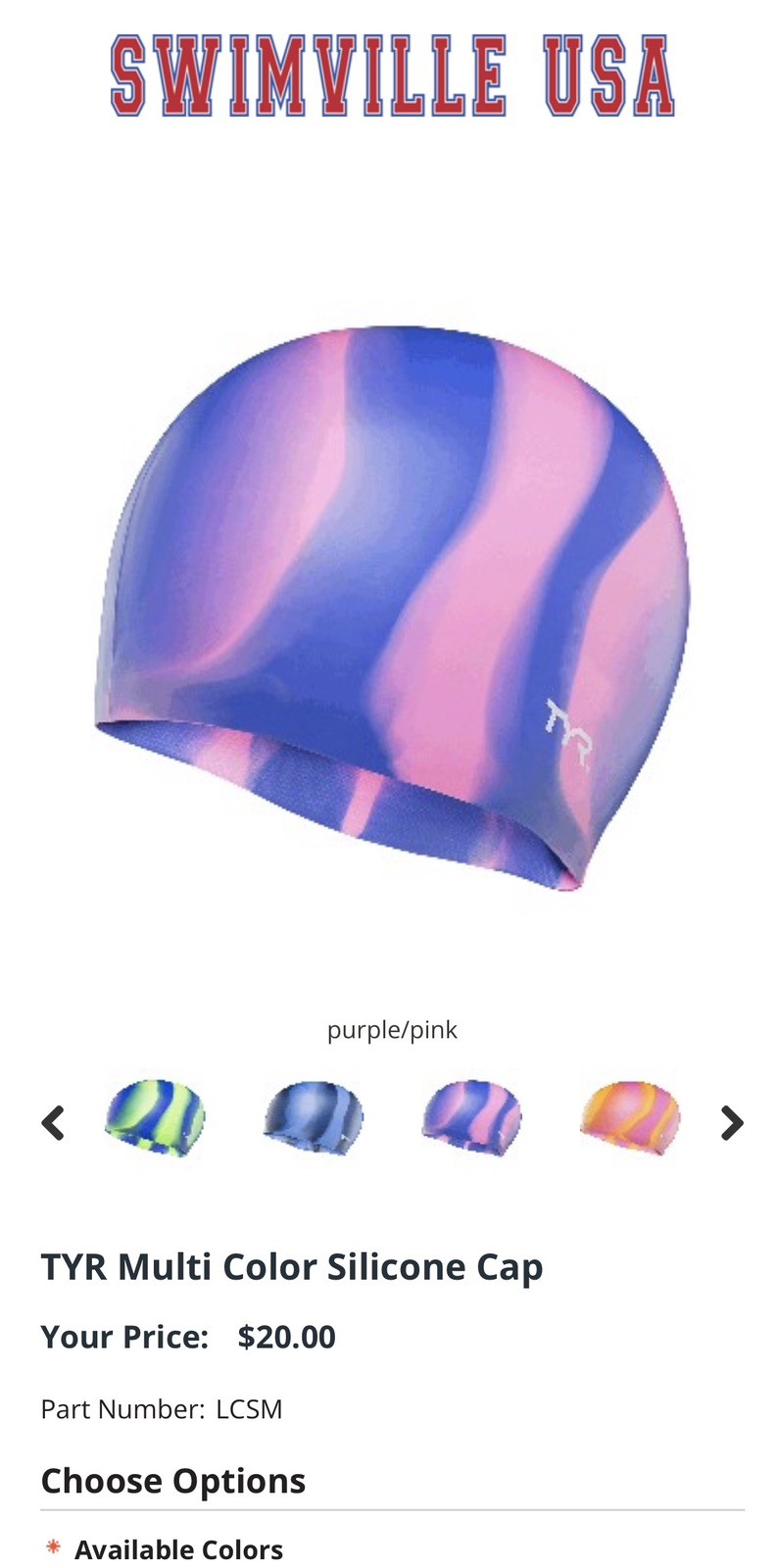 NEW TYR Graphic Silicone Swim Cap 100% Hypoallergenic Pink and Blue