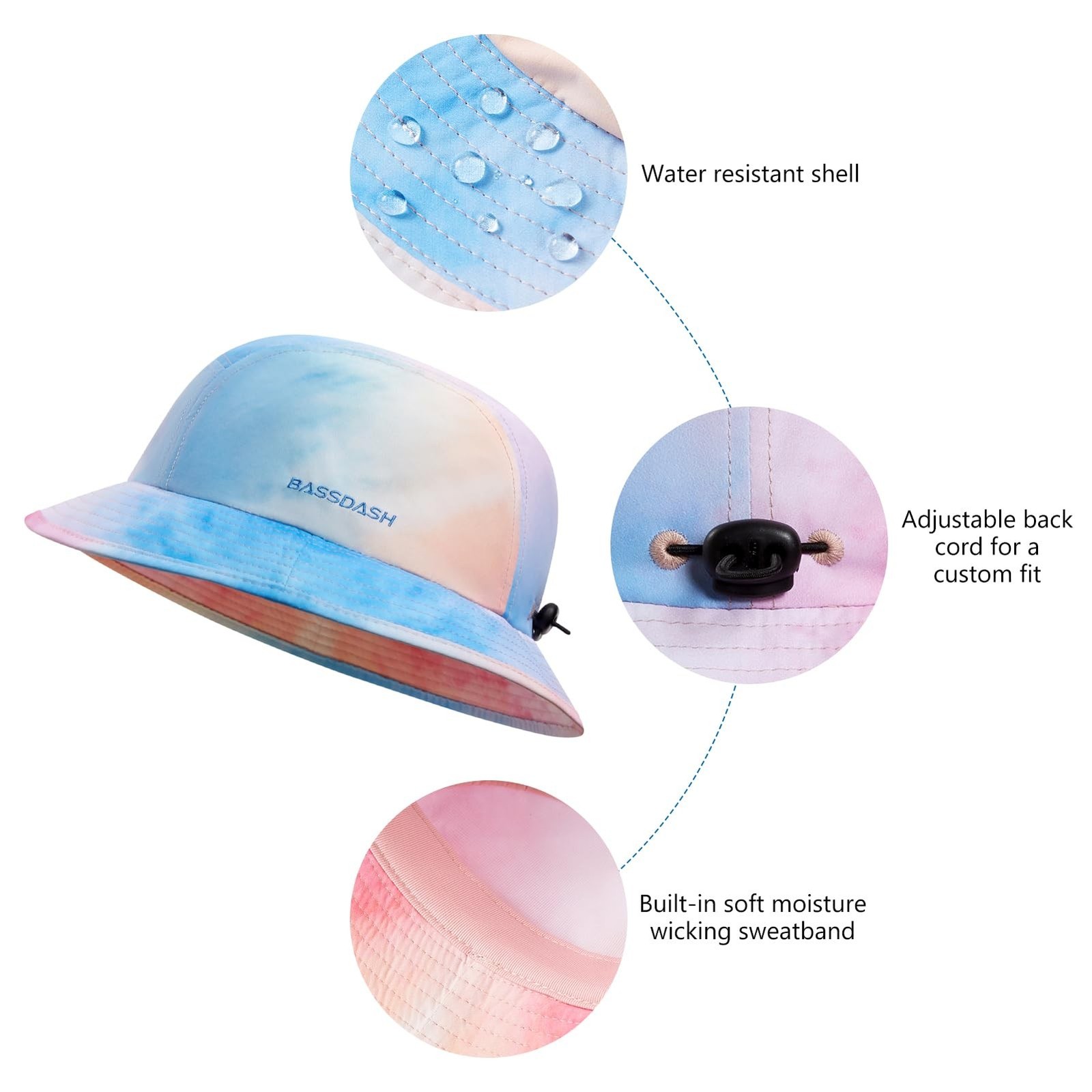 BASSDASH UPF50+ Fishing Bucket Hat for Men Women Lightweight Water Resistant …