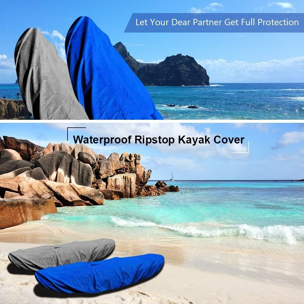 Waterproof Dark Blue Kayak Cover with Drawstring Bag – All-Season Protection