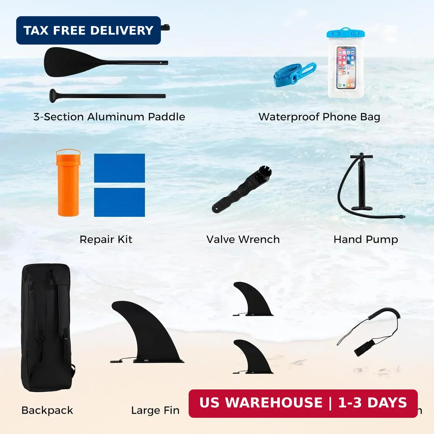 11FT Inflatable Paddle Board with SUP Accessories, Stand Up Paddle Board with Re