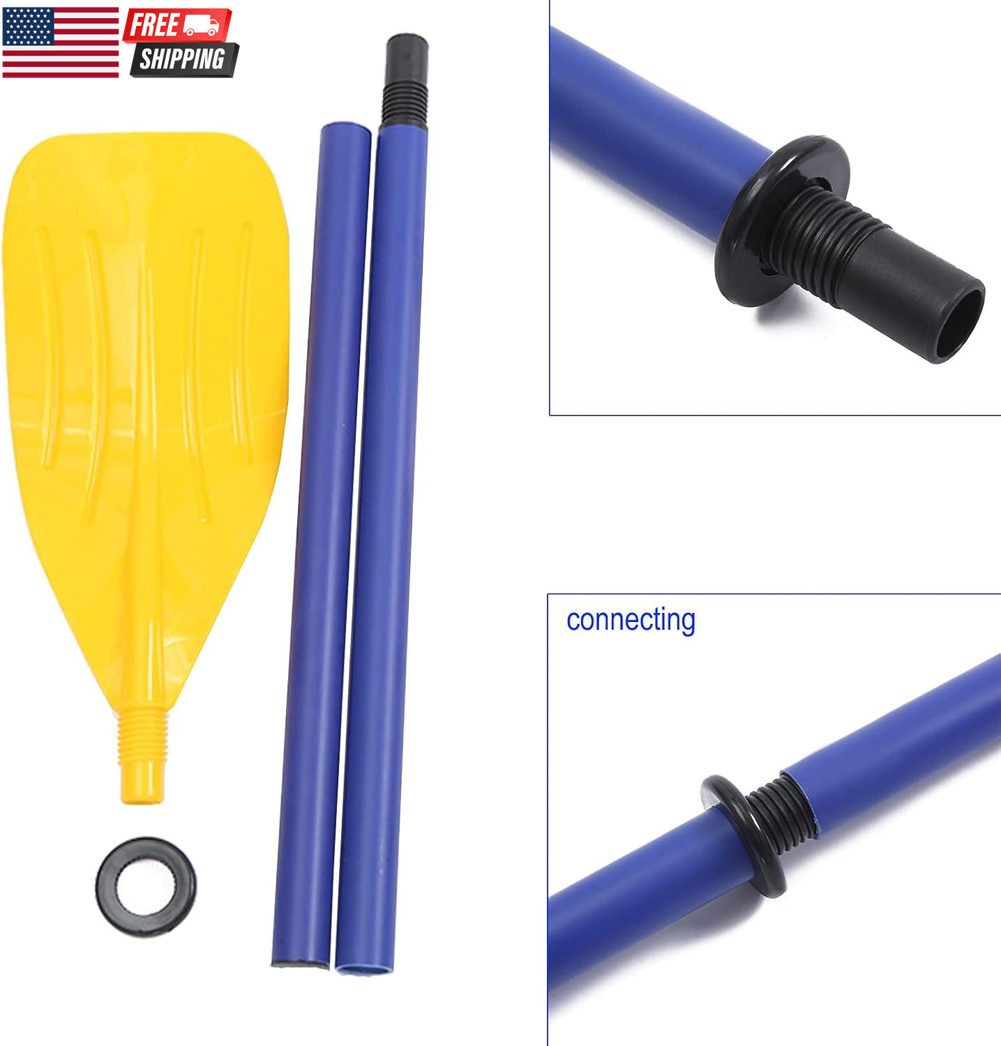 Boat Oars 2 Pieces Kayak Paddles Detachable Canoe Paddle Inflatable Boat PVC Oar