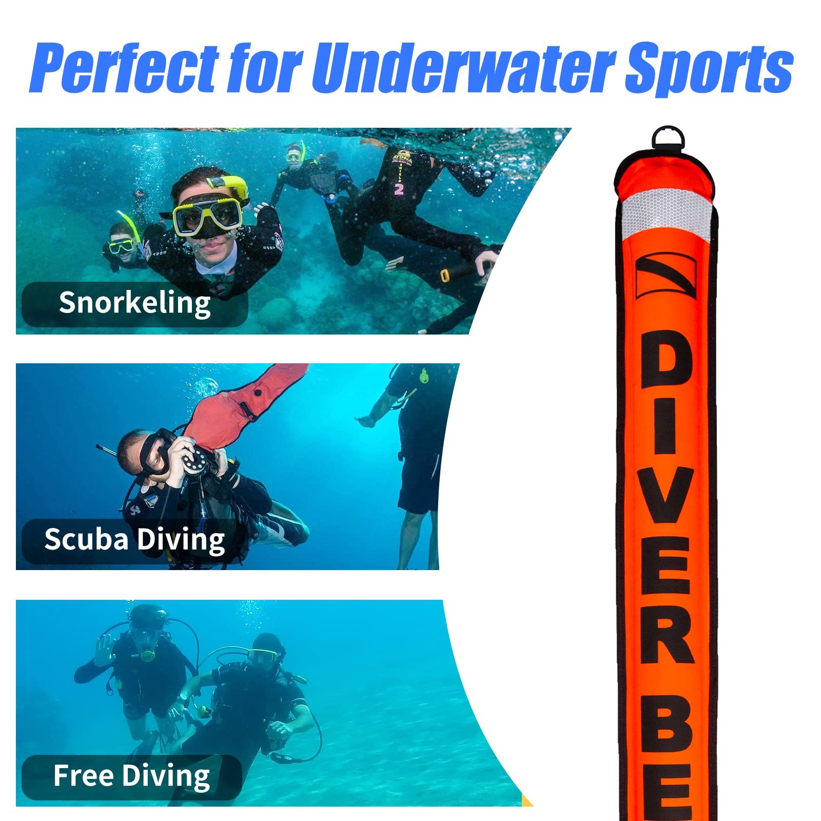 4FT Dive SMB Surface Marker Buoy, High Visibility Inflatable Scuba Signal Tub…