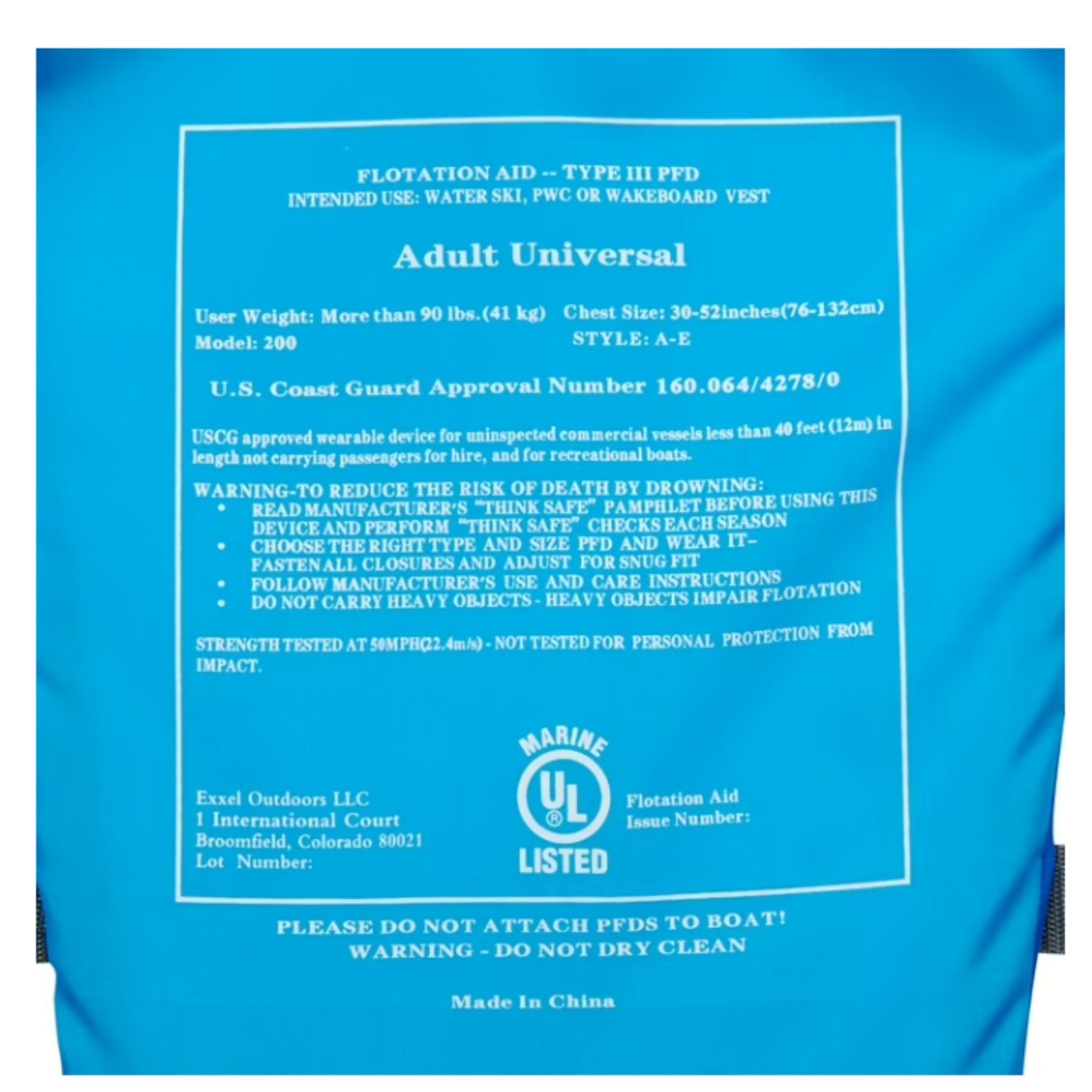 (2 pack) X2O Universal Adult Life Vest and Jacket, (30″ – 50″ Chest), Blue Ocean