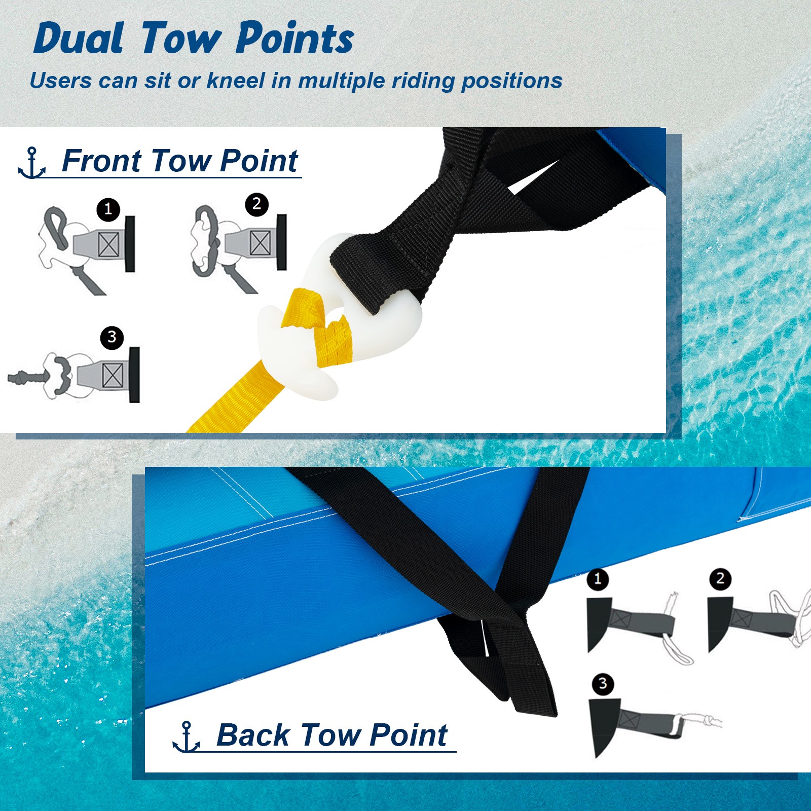 Inflatable 2 Person Towable Tubes for Boating Water Tubes for Boats to Pull