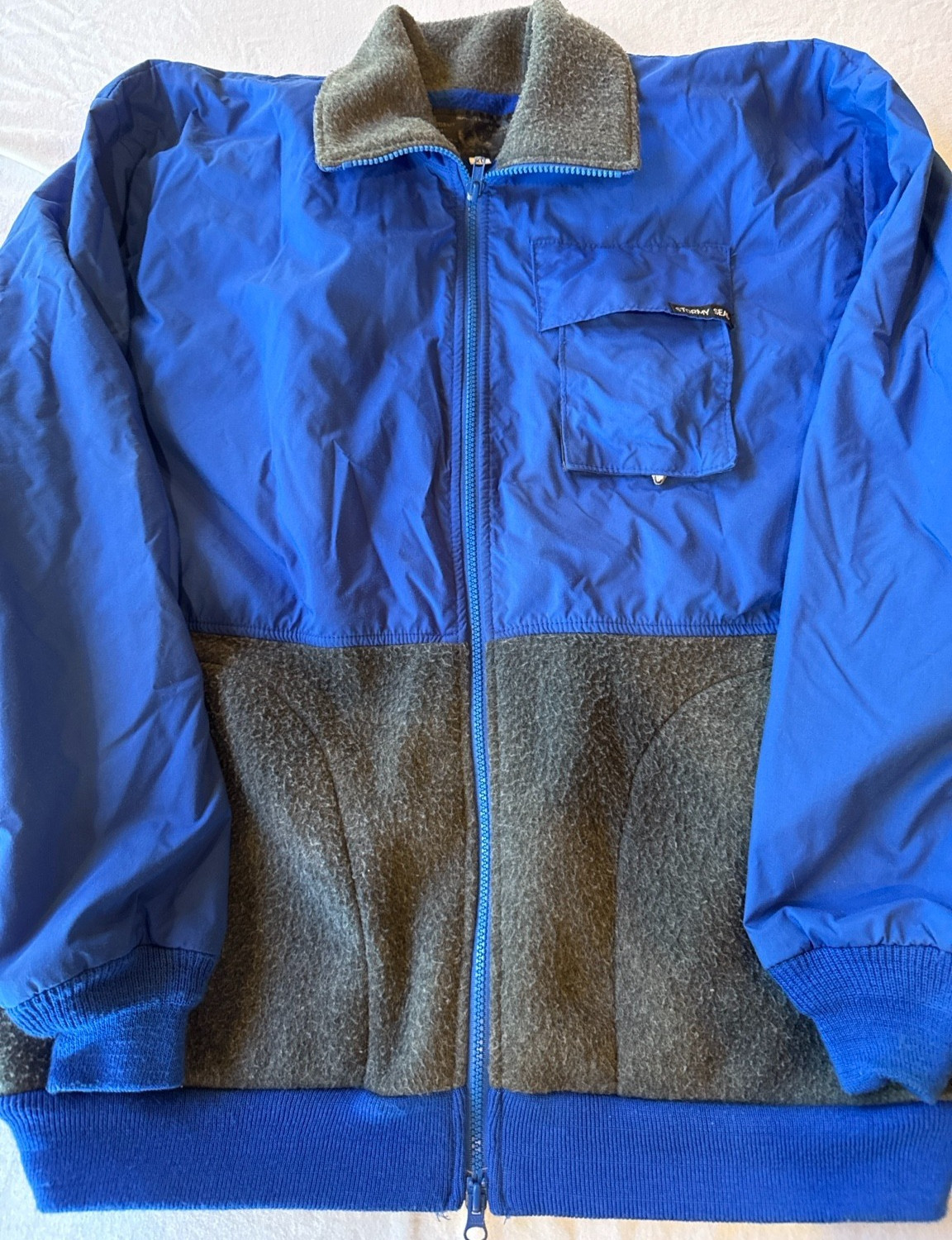 Vintage Stormy Seas Inflatable Flotation Jacket XL Blue Gray USA Fishing