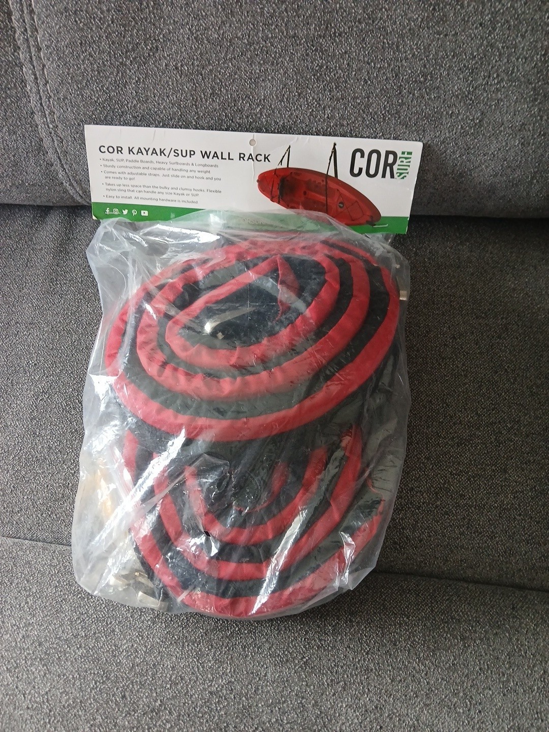 COR Surf Kayak or Paddleboard Heavy-Duty Padded Wall Storage Sling | Rack Mount