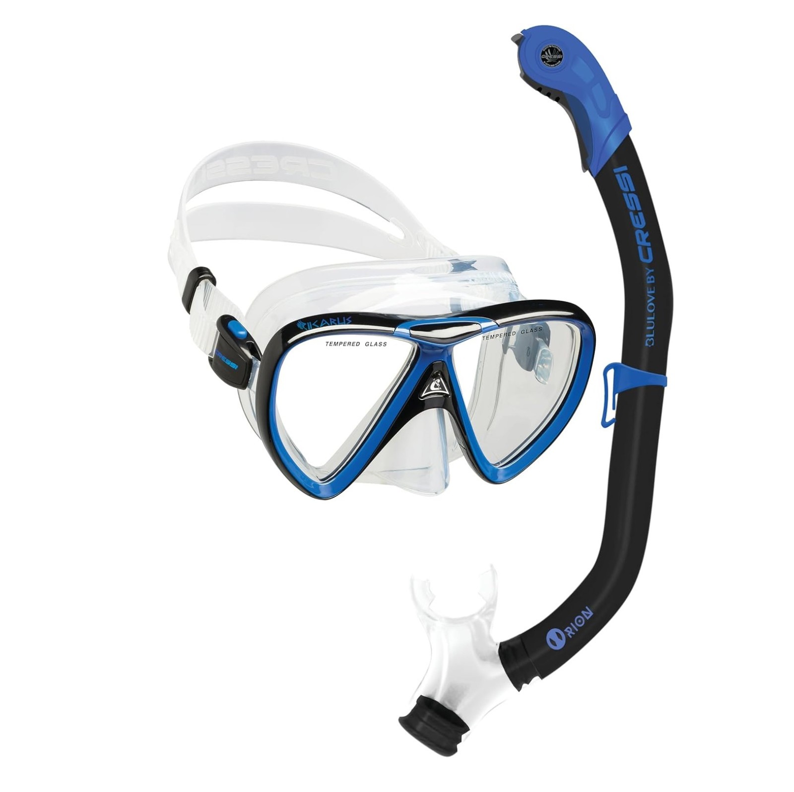 Cressi Ikarus & Orion Swim Mask Combo – Adult – 2026 – Black/Blue/Clear