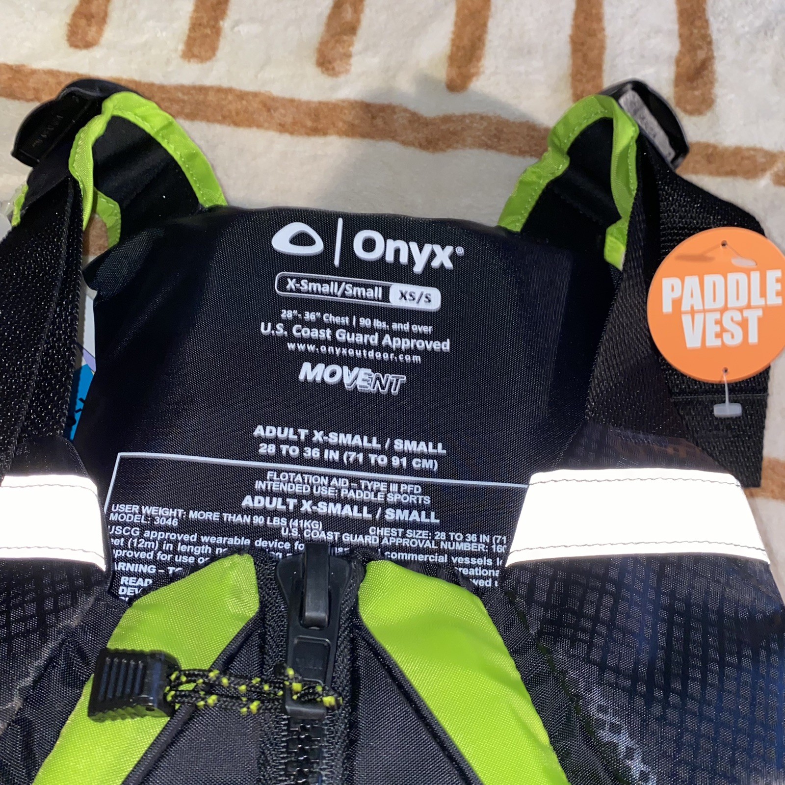 Onyx Movevent Paddle SUP Kayak Life Jacket Vest Adult XS/S USCG Approved NWT