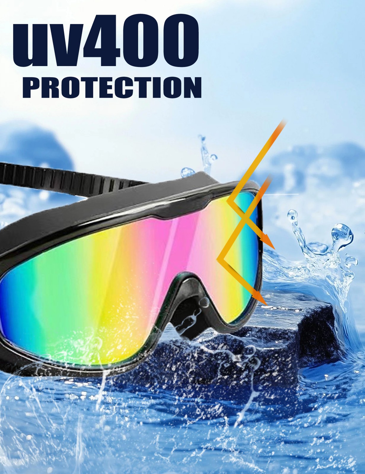 2 Pack-Adjustable-Wide-View Swim Goggles | Anti-Fog UV Lens |Earplugs & Nose Pad