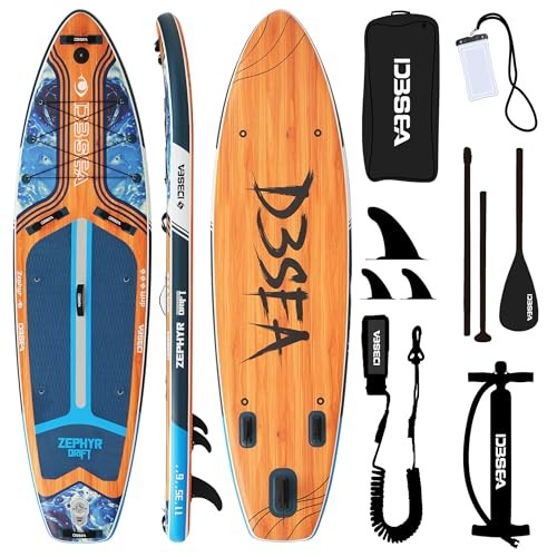11 ft Inflatable Stand Up Paddle Board with Accessories, Extra Wide Paddle