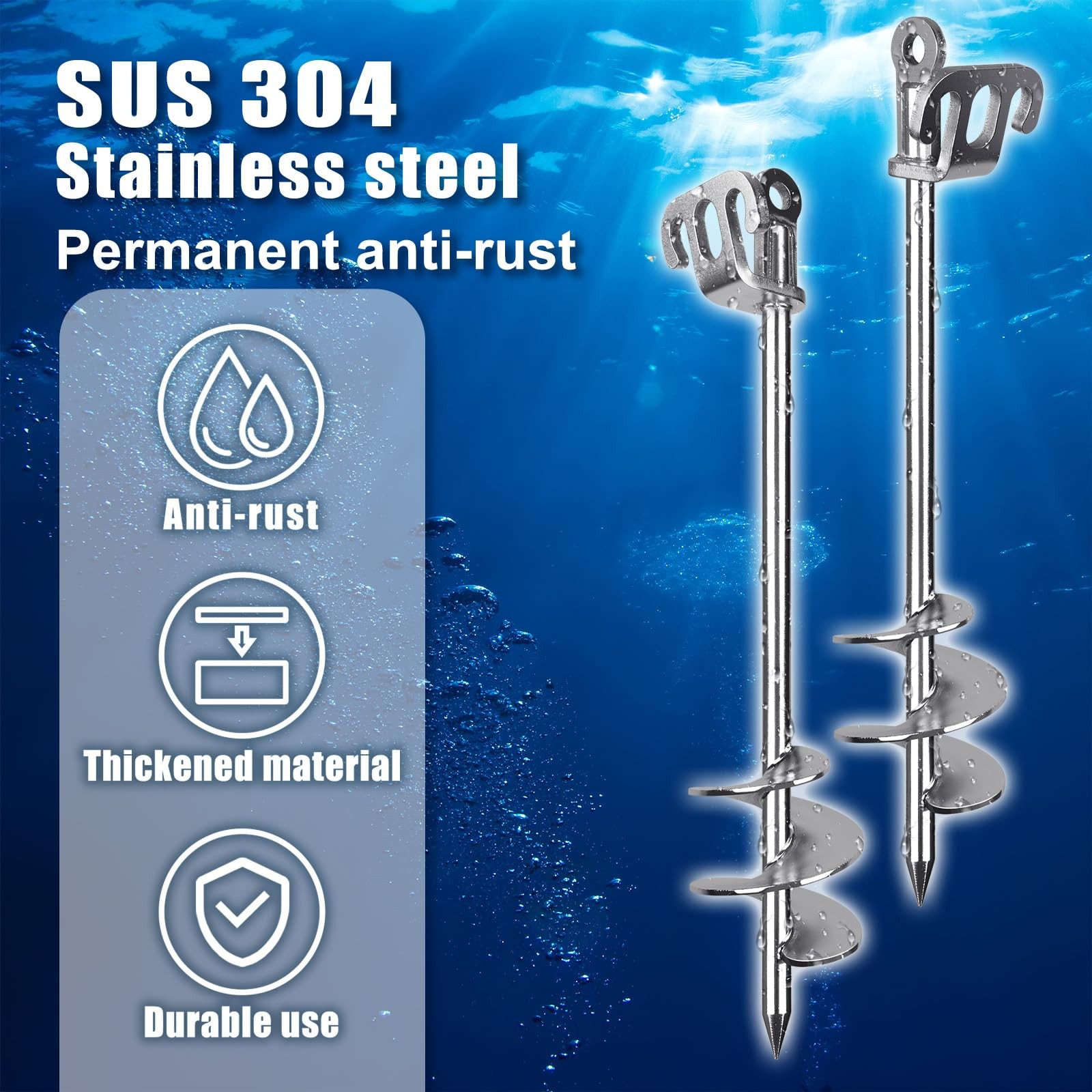 Lifeswell 17″ Sand Anchor for Boat, Stainless Steel Boat Beach Anchor, Screw …