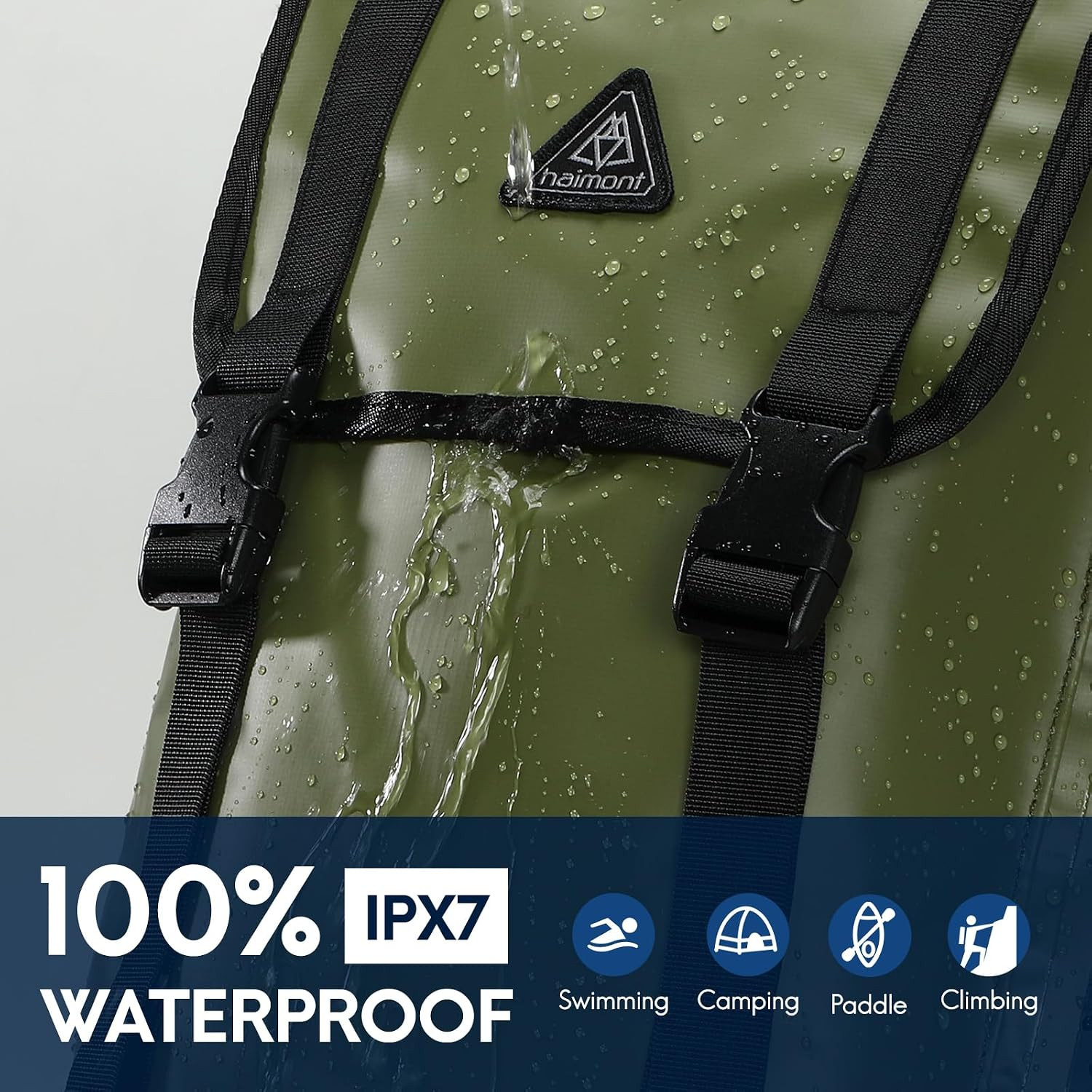 100L Waterproof Dry Backpack for Kayaking & Rafting – Army Green/Black