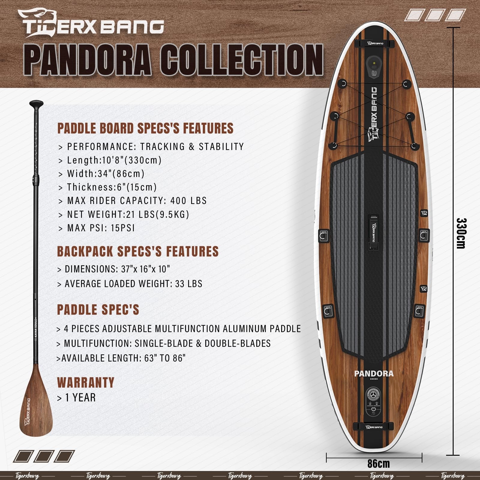 TIGERXBANG Paddle Board, 10.8′ Stand Up Paddle Board with Premium Complete In…