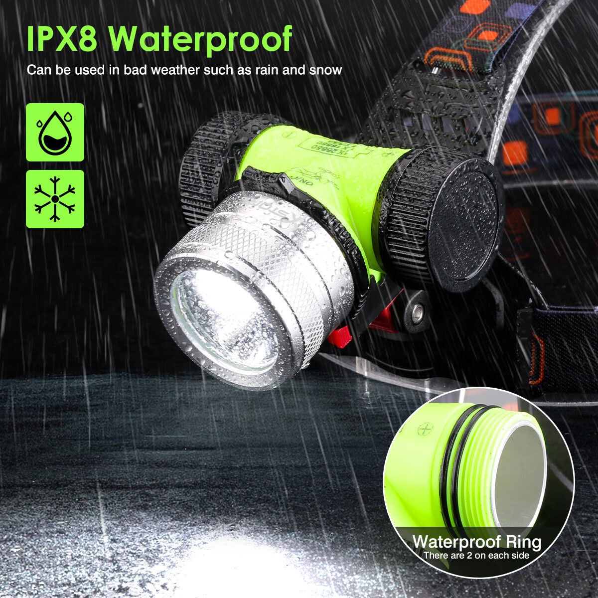 Scuba Diving LED Headlamp Underwater 262ft Waterproof Headlight Head Dive Torch