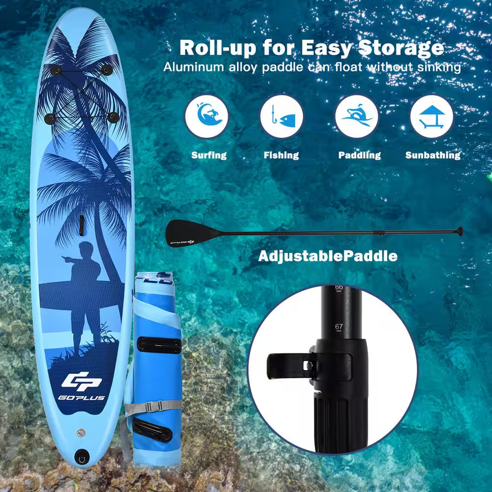 9.8ft Inflatable Stand up Paddle Board Carry Bag Adjustable Paddle Adult/Youth