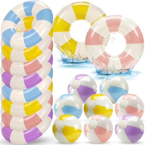 Pcs Striped Pool Floats Inflatable Swimming Float Multi Stripe 8 Various Color
