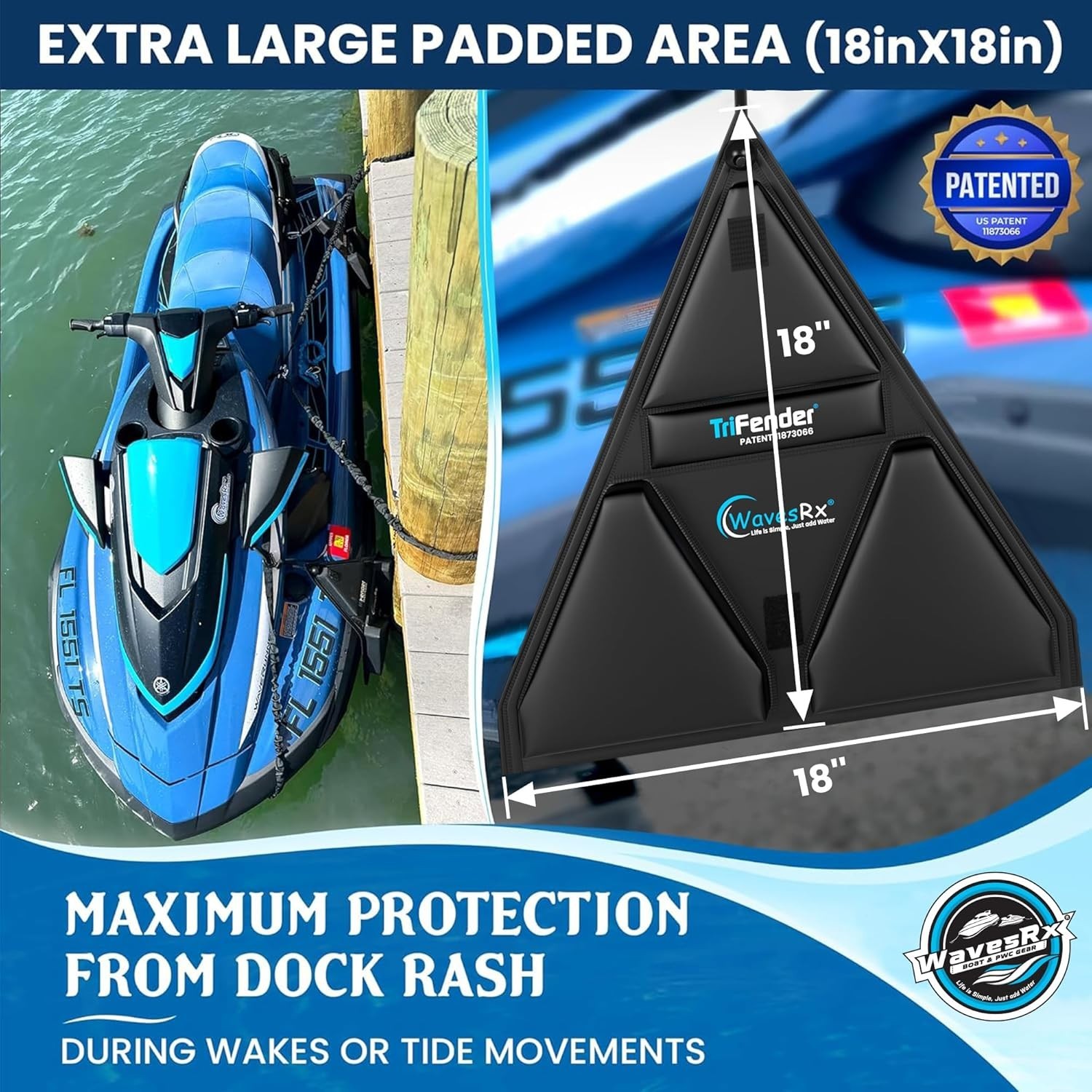 WAVESRX PWC Fender Bumper & Soft Loop Cleats for Safe and Convenient Jet Ski Doc