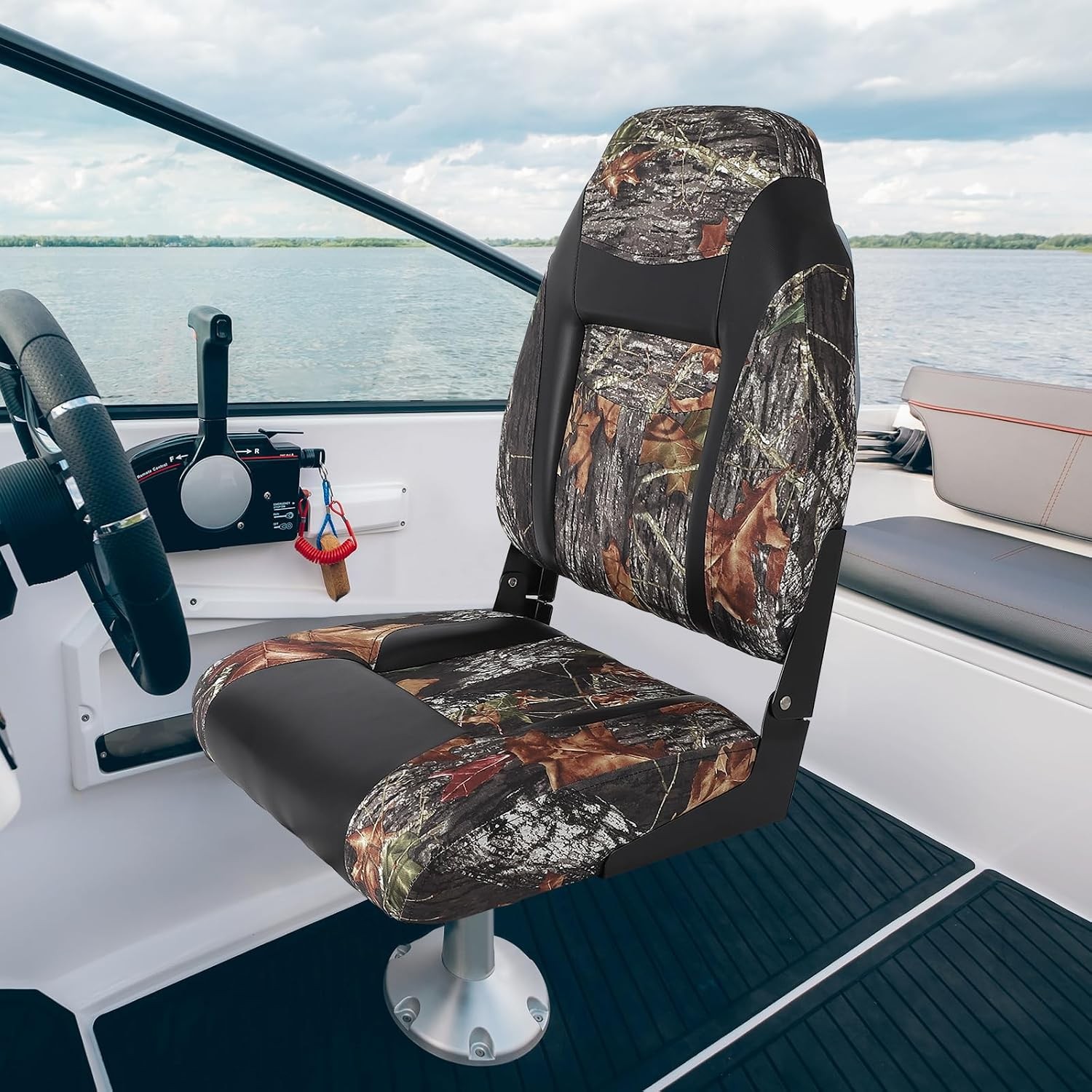 2x High Back Folding Boat Seats Comfortable Waterproof Camouflage Fishing Chairs