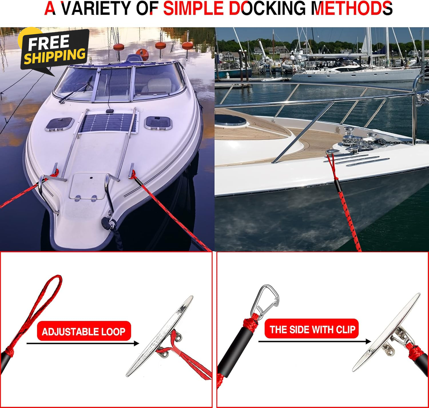 Bungee Dock Line Boat Accessories – Pontoon, Jet Ski, Kayak Accessories