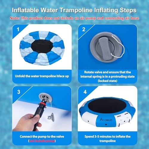 Inflatable Water Trampoline for Lake Pool Ocean, 15FT White-blue