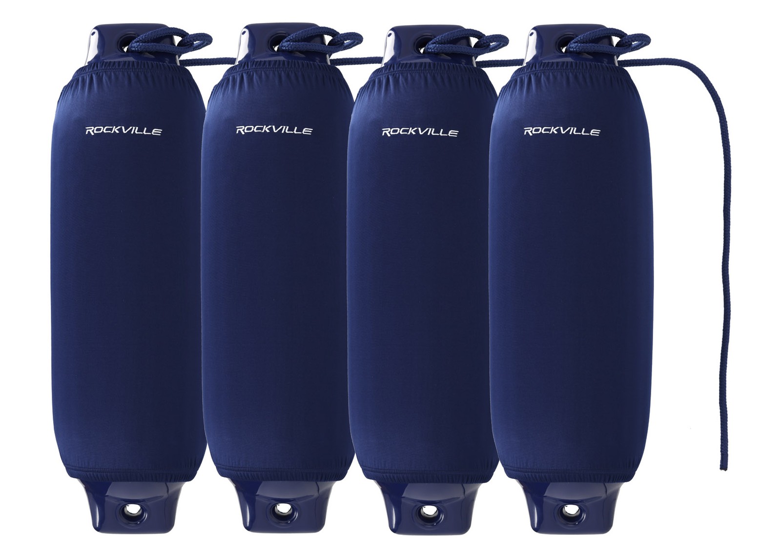 Rockville FEN485-NAVY BLUE (4) 8.5″ Boat Fenders 4 Covers, 4 Lines Package