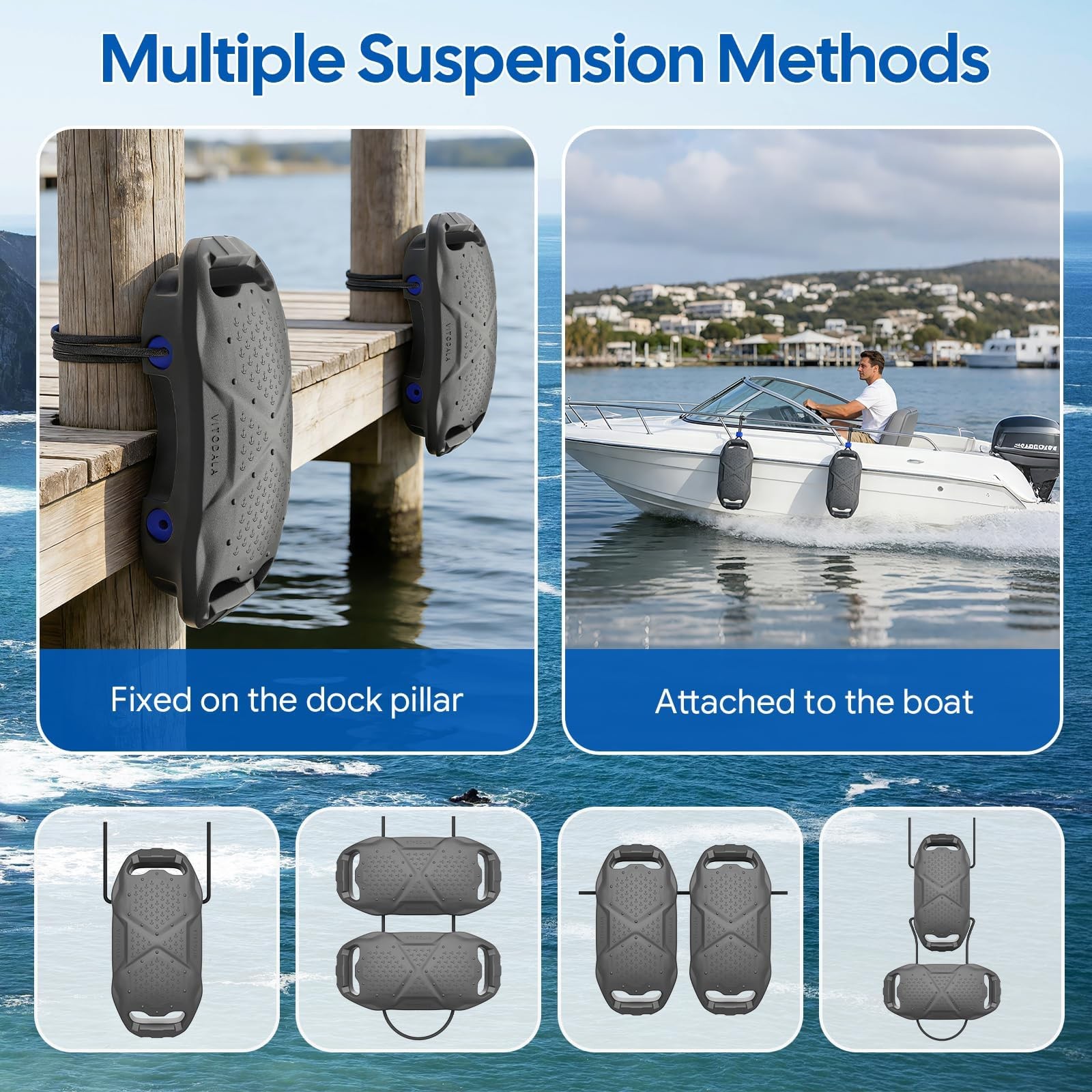 Boat Fenders Boat Bumpers for Docking, Easy to Install EVA Fenders with Quick…