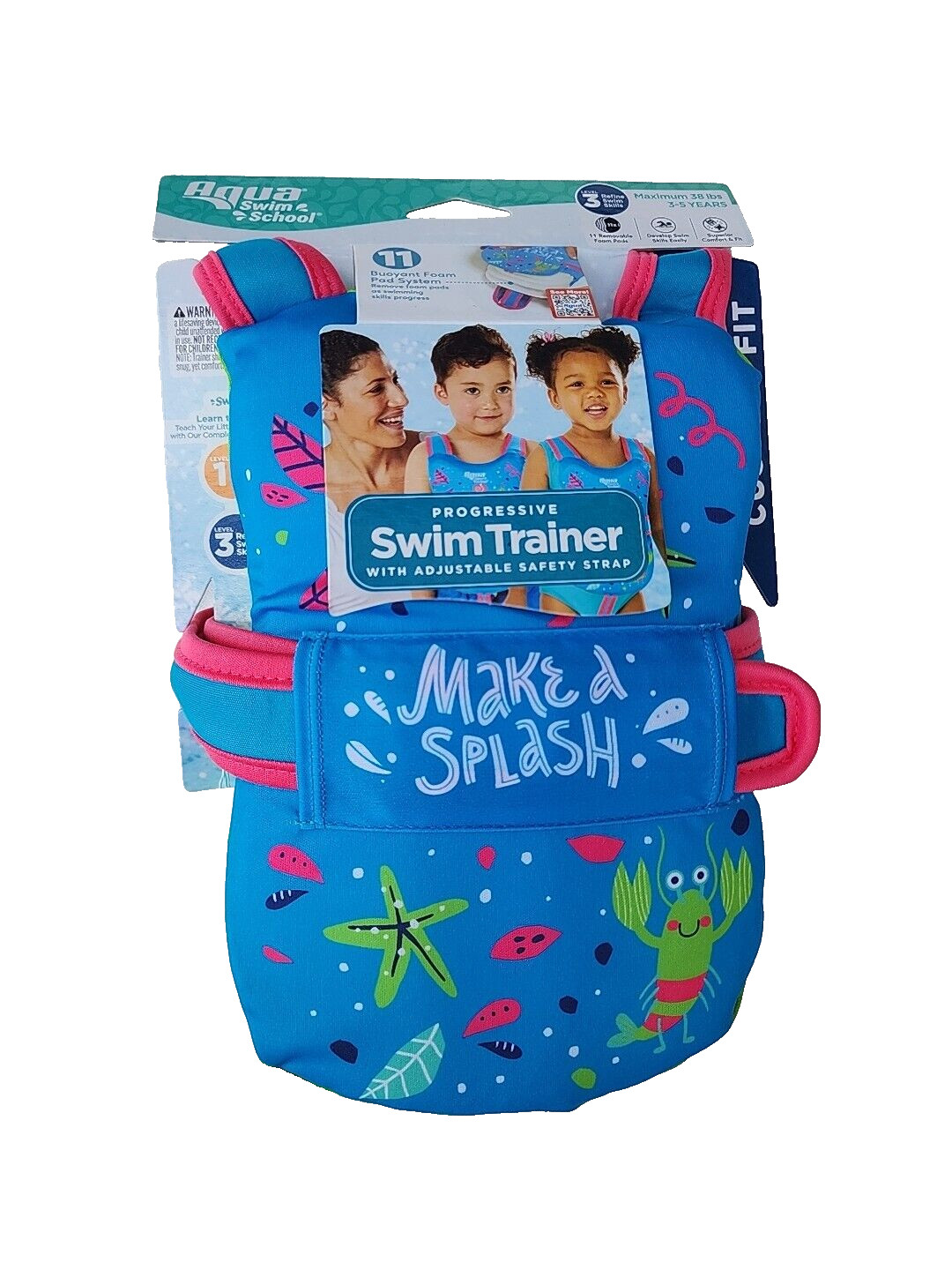 Swim School Progressive Swim Trainer Level 3 Safety Vest Ages 3-5 Max 38 lbs