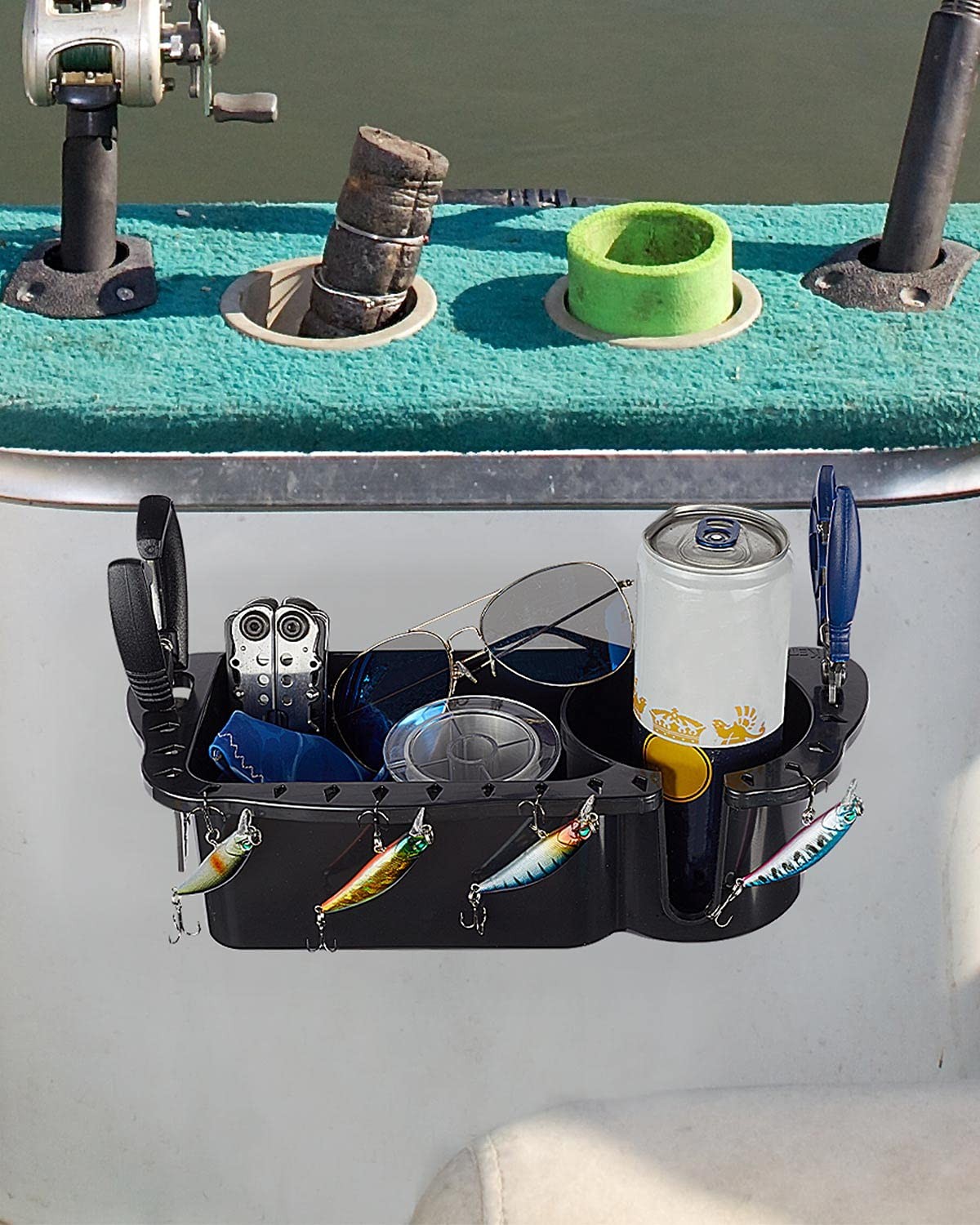 KEMIMOTO Boat Cup Holder Caddy Organizer, Marine Large, Black