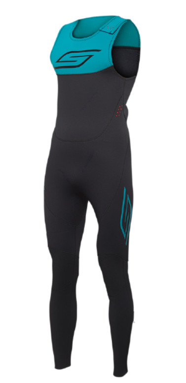 SLIPPERY BREAKER JOHN & JACKET FULL NEOPRENE WETSUIT BLACK/AQUA MEN’S X-LARGE