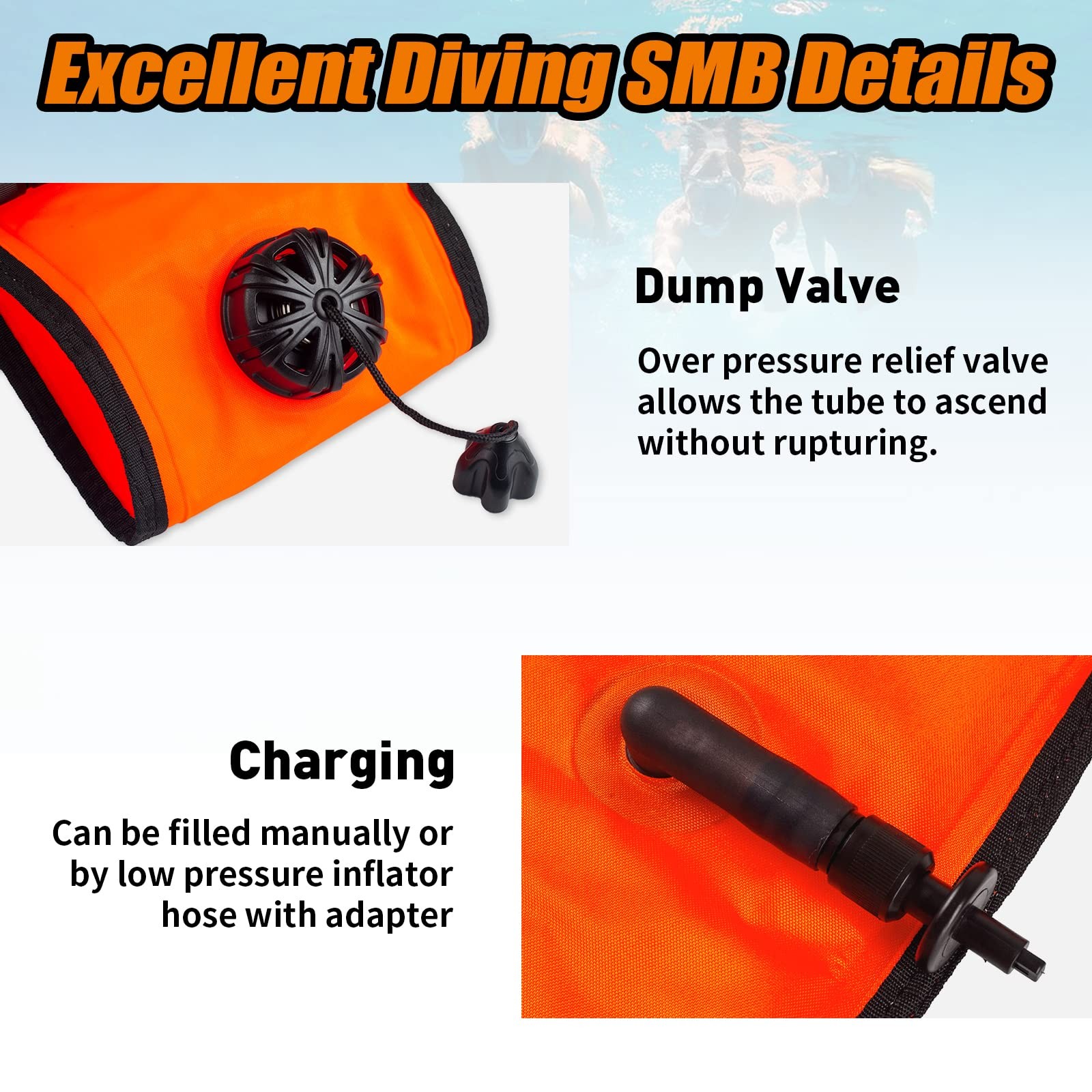 4FT Dive SMB Surface Marker Buoy, High Visibility Inflatable Scuba Signal Tub…