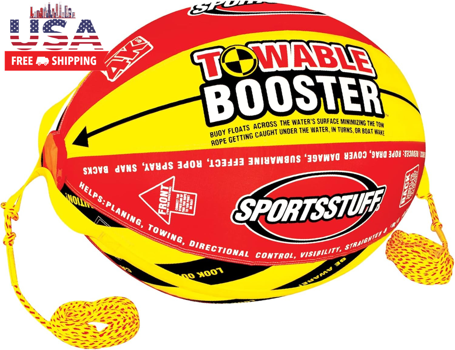 Booster Towable Tube Ball Towable Rope for Lift and Visibility, 60 Ft Rope with
