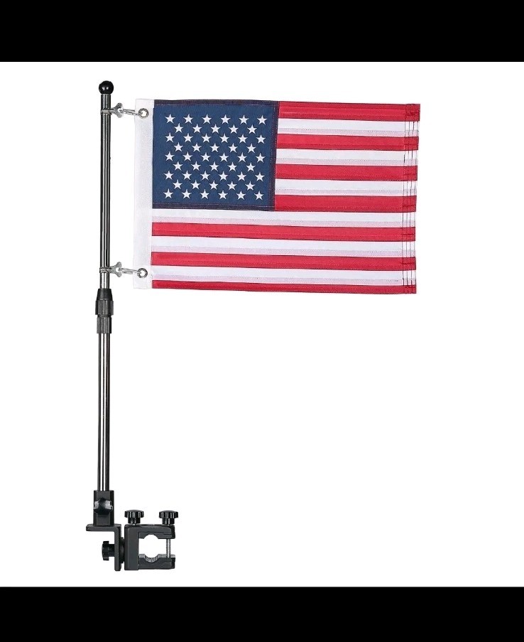 KEMIMOTO Boat American Flag Pole Kit 360° Adjustable 12”x18” Pontoon Boat Flag