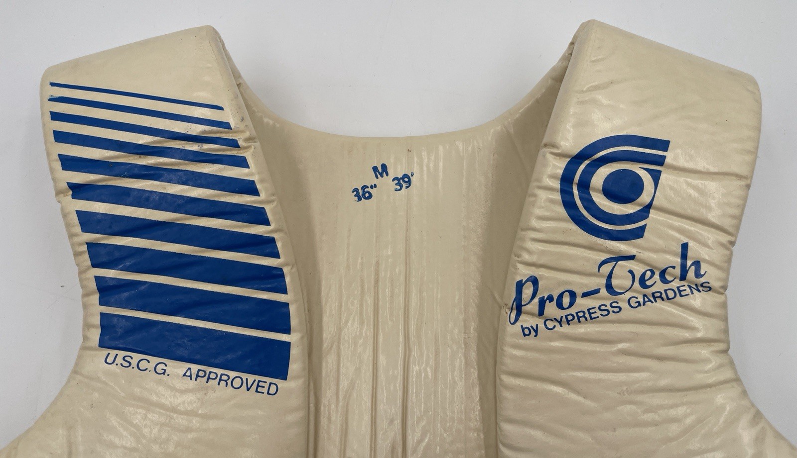 Vintage Size M 36″-39″ Pro Tech By Cypress Gardens 1979 FOAM PVC Life Vest White