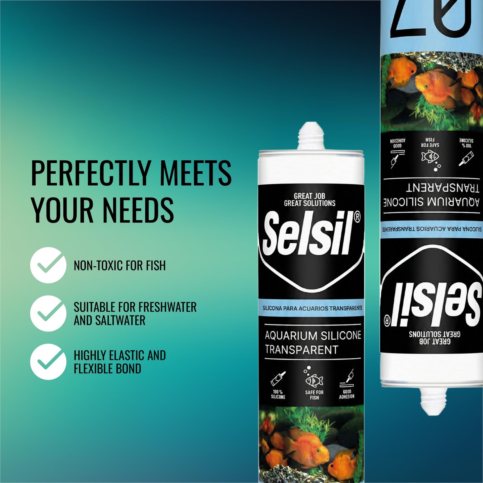 SELSIL Aquarium Silicone Clear Sealant – 300 milliliters / 10.14 Fl Oz,
