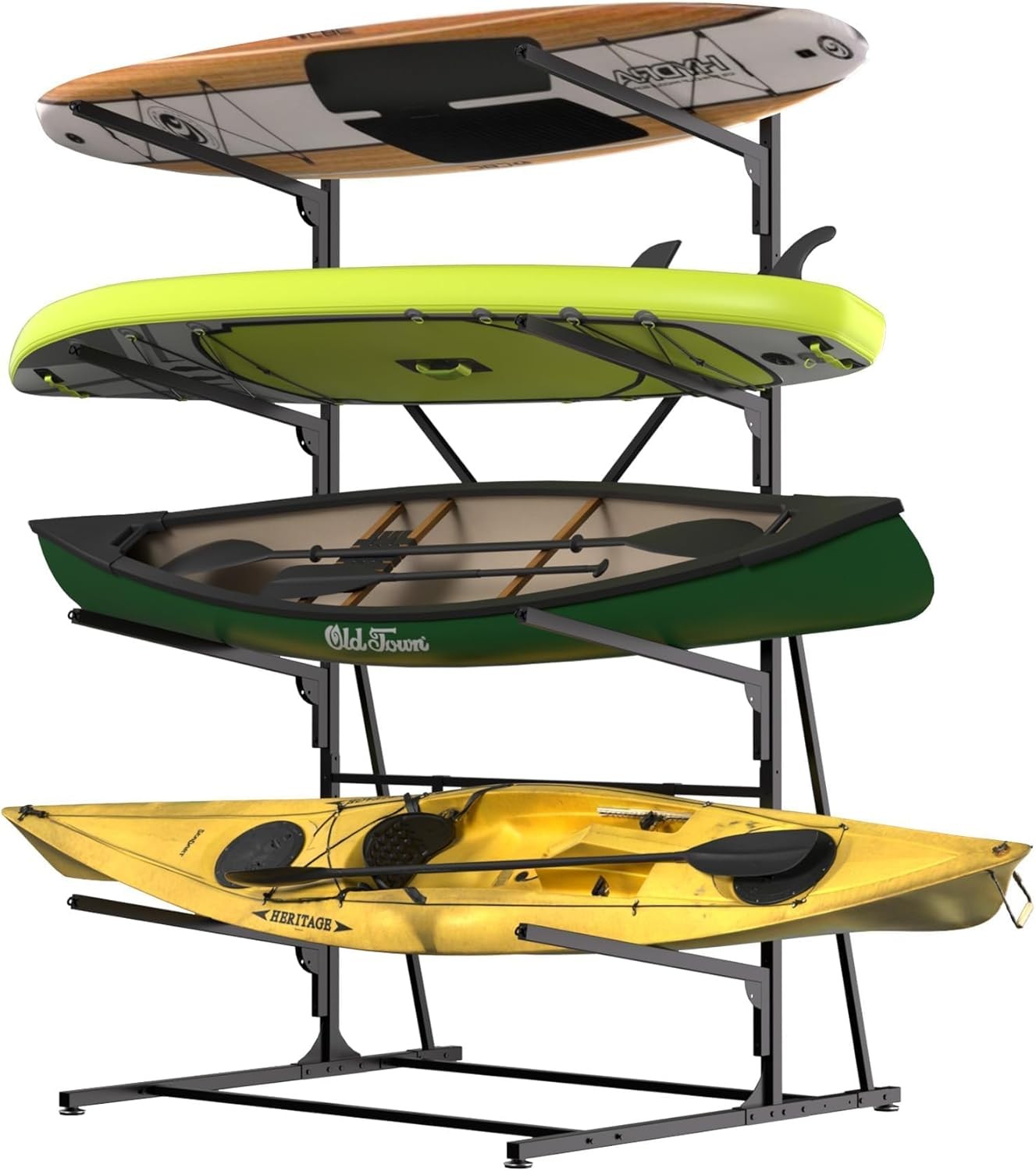 4-Tier Freestanding Kayak Storage Rack for 4 Kayaks 320lbs Capacity Outdoor Use