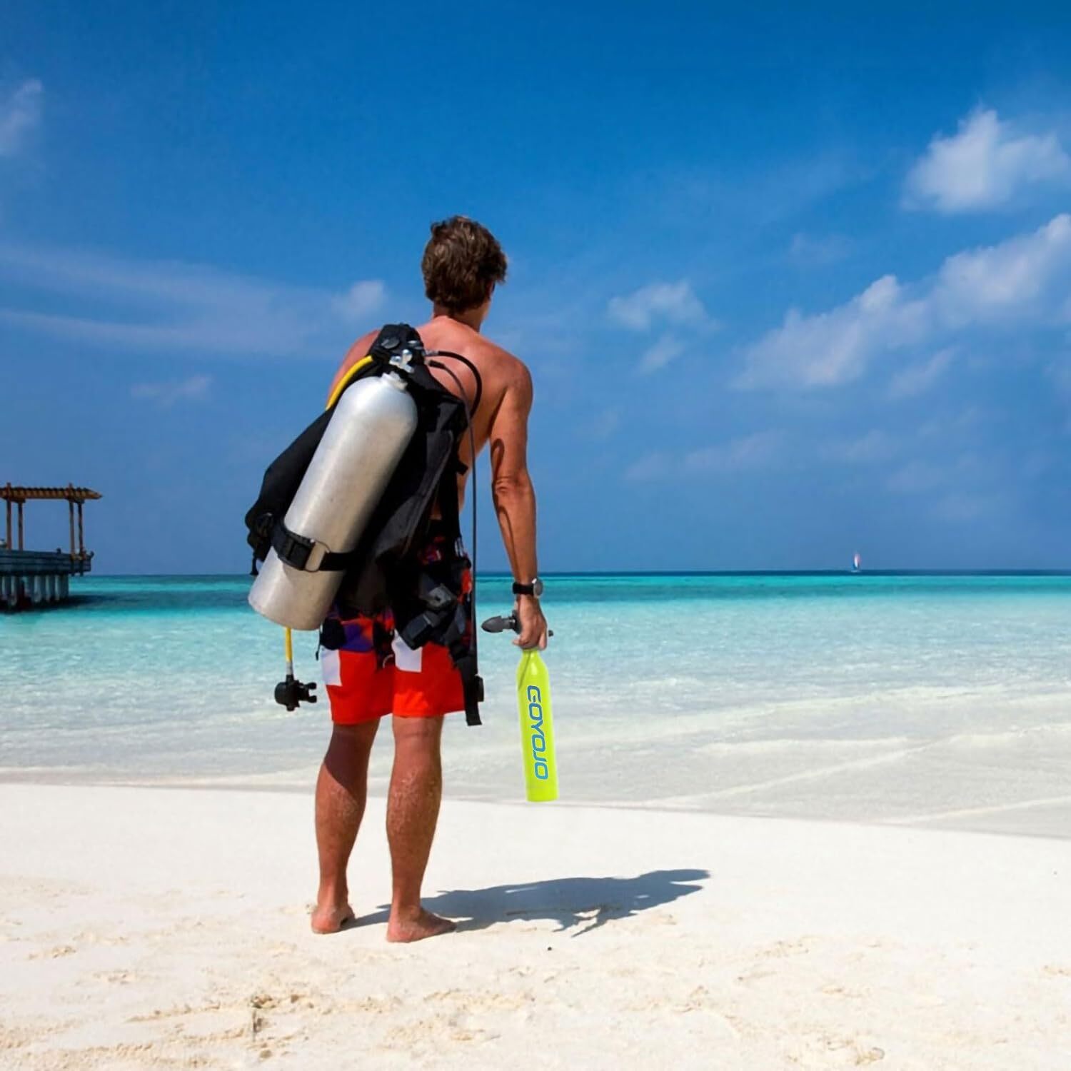 Mini 0.5L/1L/2L Scuba Diving Lung Tank Snorkel Set Mask Hand Pump Option Used
