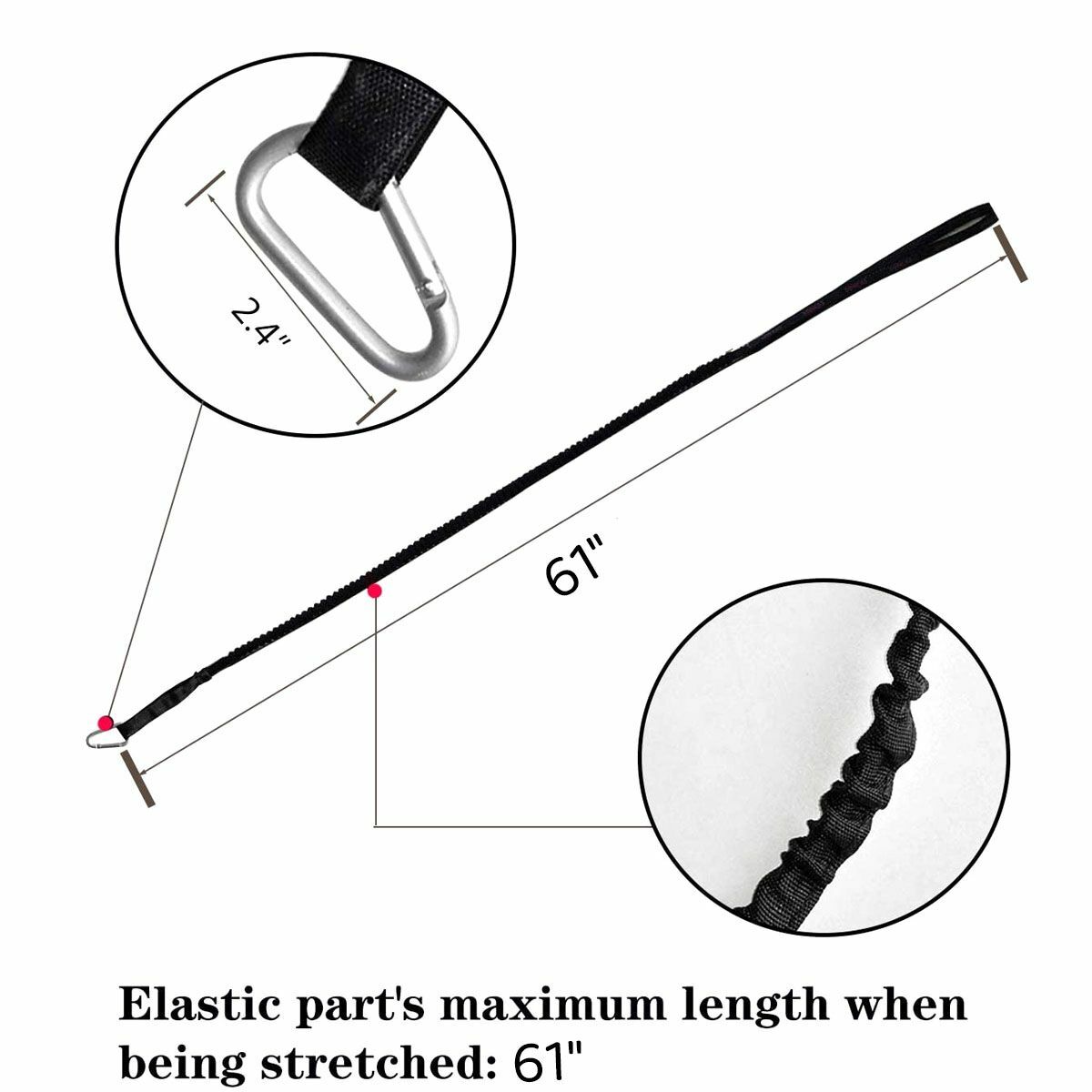 2/4pc Elastic Paddle Fishing Leash Safety Rod Coiled Lanyard For Kayak Canoe Oar