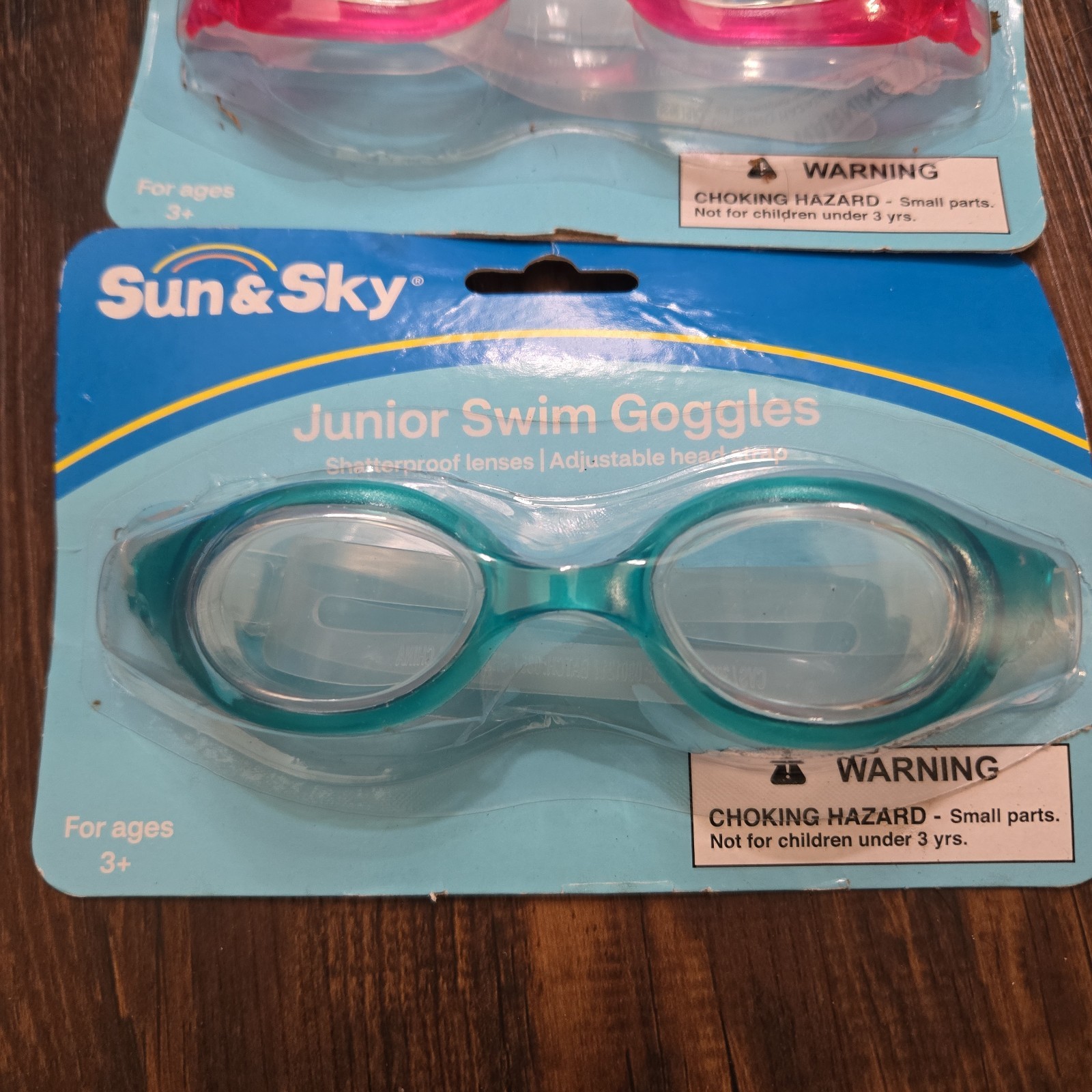 Syn & Sky Kids Swim Goggles 2 Blue/teal & Pink New Sealed Water Googles