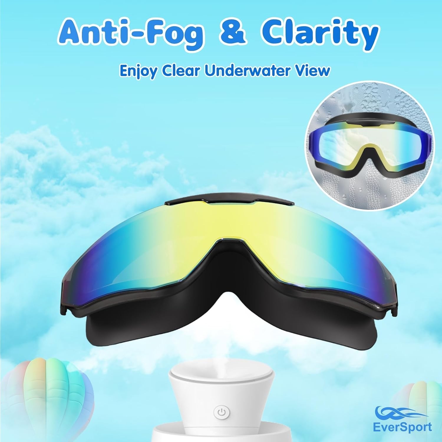 Kids Swim Goggles, 2 Pack, Age 8-16, Anti-Fog, UV Protection