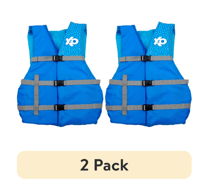 (2 pack) X2O Universal Adult Life Vest and Jacket, (30″ – 50″ Chest), Blue Ocean