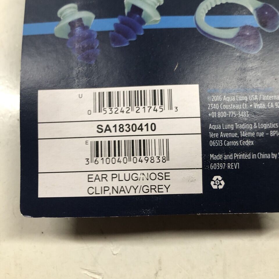 Aqua Sphere Silicone Ear Plugs w/ Lanyard, Nose Clip and Carrying Case Navy Gray