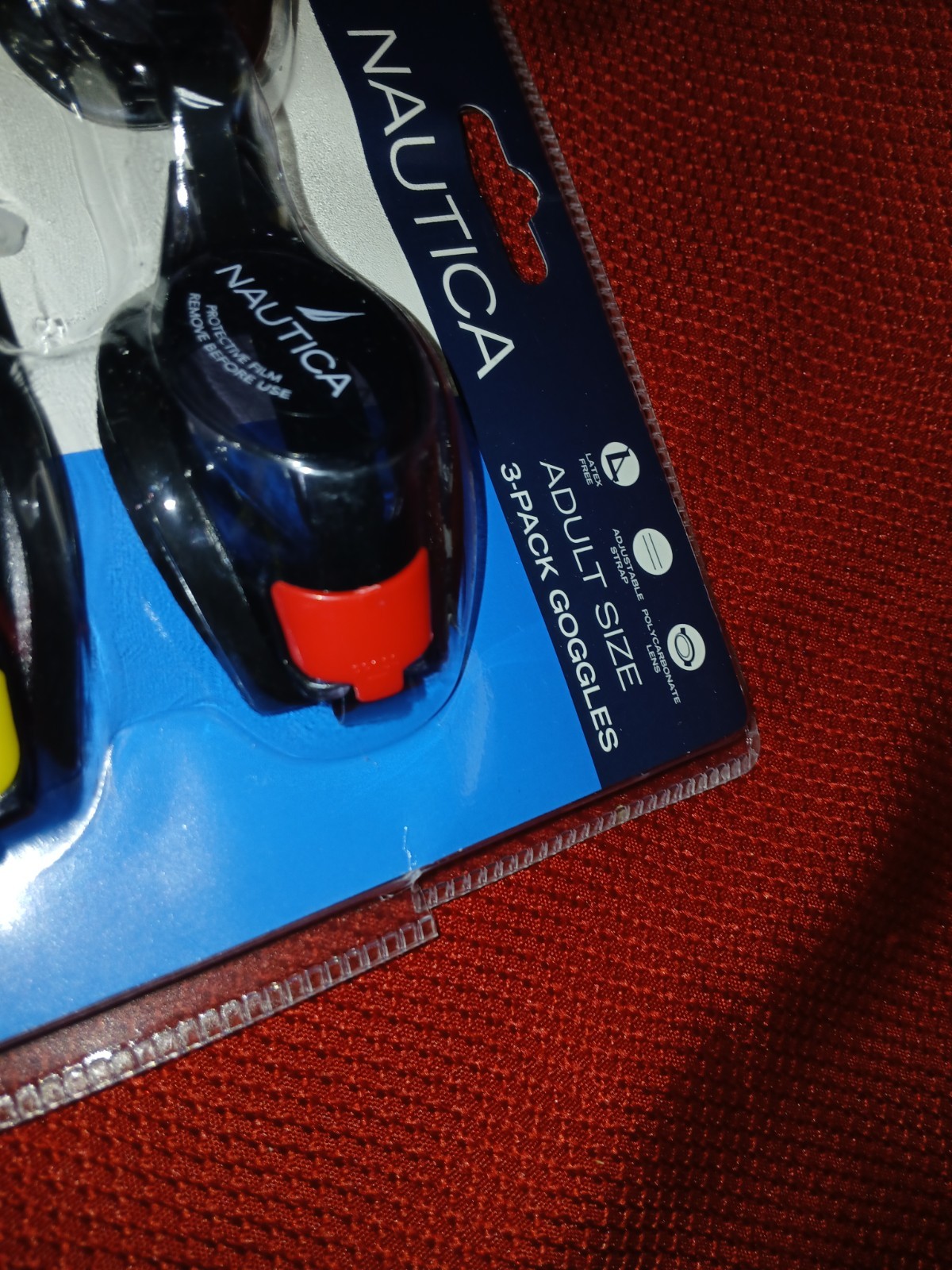 Nautica Adult Size Goggles 3 Pack – Black/Red, Black/Yellow & Black/Blue-tg
