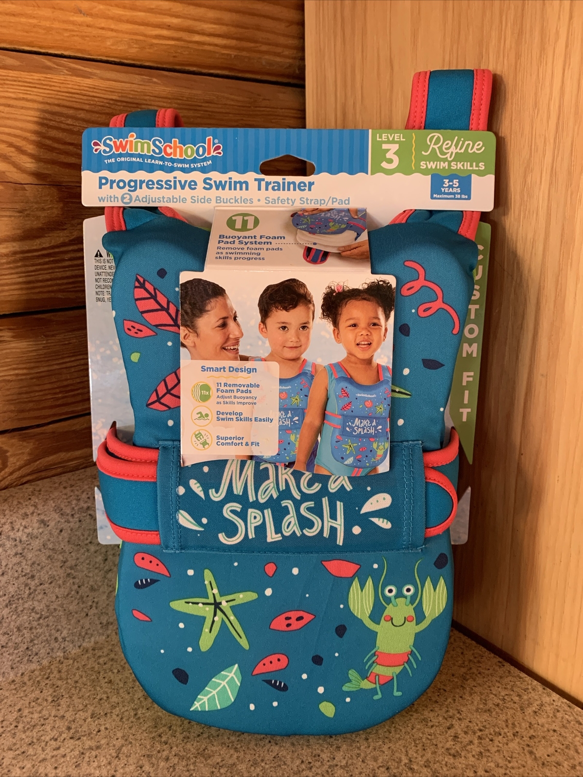 Swim School Progressive Swim Trainer Level 3 -Safety Vest = Ages 3-5 Max 38 lbs